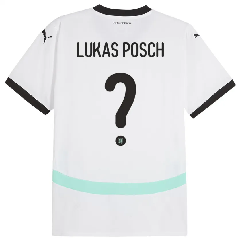 Danxen Homme Maillot Autriche Lukas Posch #0 Blanc Tenues Extérieur 24-26 T-Shirt