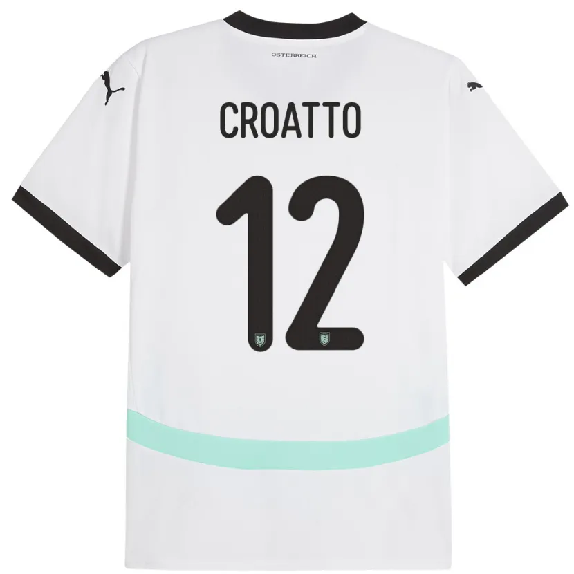 Danxen Homme Maillot Autriche Michela Croatto #12 Blanc Tenues Extérieur 24-26 T-Shirt