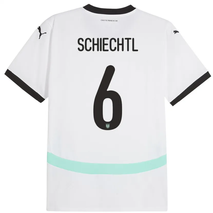 Danxen Homme Maillot Autriche Katharina Schiechtl #6 Blanc Tenues Extérieur 24-26 T-Shirt
