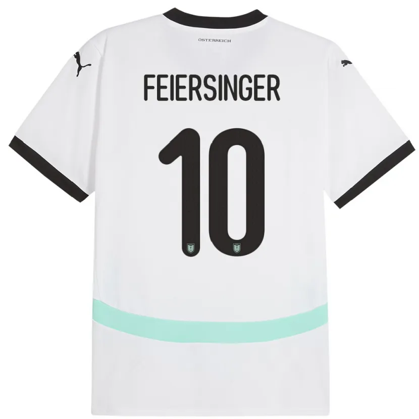 Danxen Homme Maillot Autriche Laura Feiersinger #10 Blanc Tenues Extérieur 24-26 T-Shirt