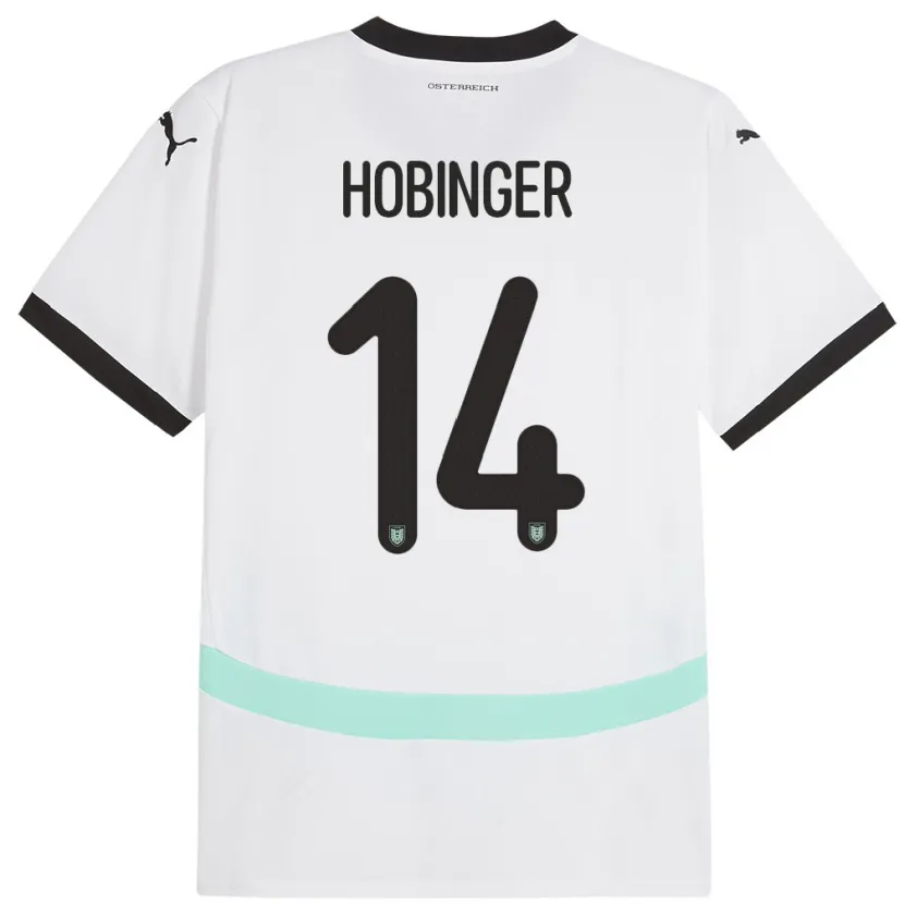Danxen Homme Maillot Autriche Marie Höbinger #14 Blanc Tenues Extérieur 24-26 T-Shirt