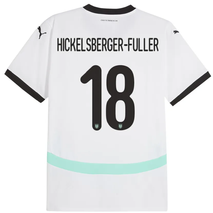 Danxen Homme Maillot Autriche Julia Hickelsberger-Füller #18 Blanc Tenues Extérieur 24-26 T-Shirt