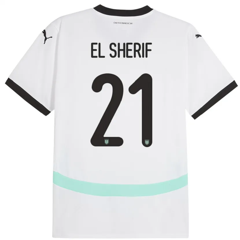 Danxen Homme Maillot Autriche Mariella El Sherif #21 Blanc Tenues Extérieur 24-26 T-Shirt