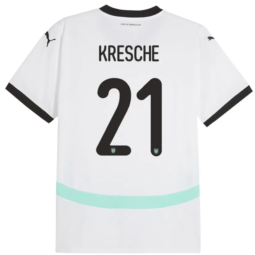 Danxen Homme Maillot Autriche Isabella Kresche #21 Blanc Tenues Extérieur 24-26 T-Shirt