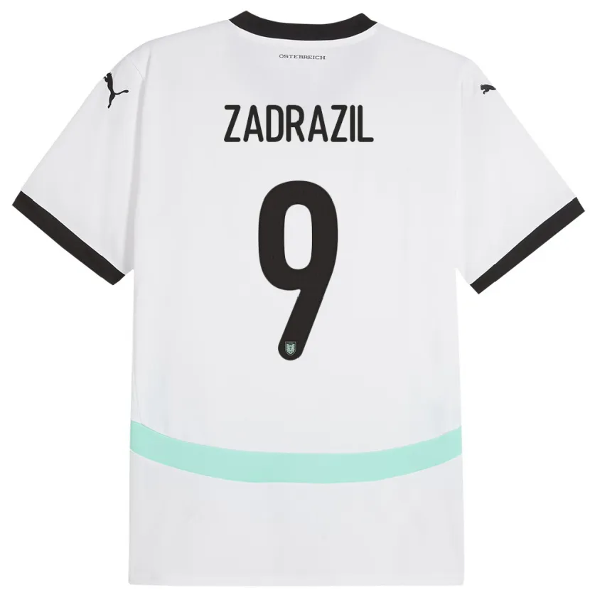 Danxen Homme Maillot Autriche Sarah Zadrazil #9 Blanc Tenues Extérieur 24-26 T-Shirt