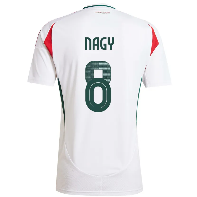 Danxen Homme Maillot Hongrie Ádám Nagy #8 Blanc Tenues Extérieur 24-26 T-Shirt