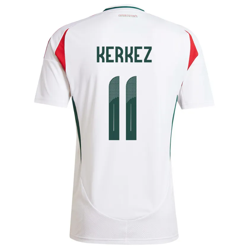 Danxen Homme Maillot Hongrie Milos Kerkez #11 Blanc Tenues Extérieur 24-26 T-Shirt