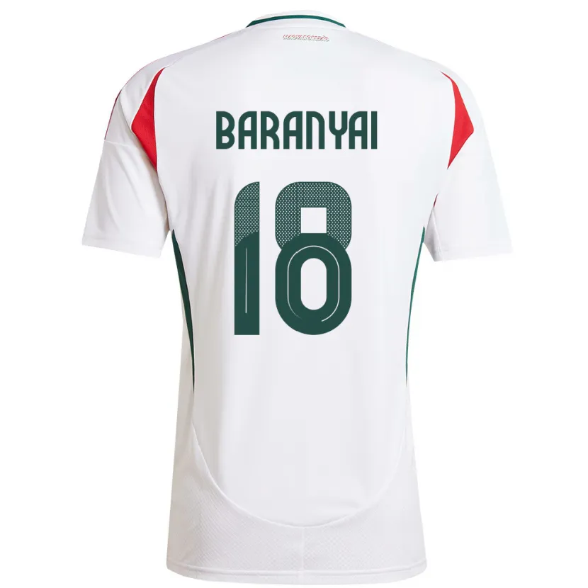 Danxen Homme Maillot Hongrie Nimród Baranyai #18 Blanc Tenues Extérieur 24-26 T-Shirt