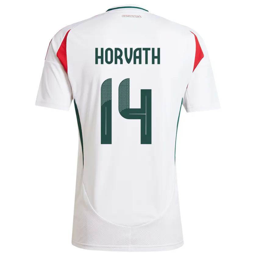 Danxen Homme Maillot Hongrie Artúr Horváth #14 Blanc Tenues Extérieur 24-26 T-Shirt