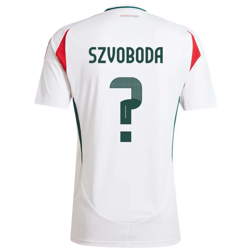 Danxen Homme Maillot Hongrie Dániel Szvoboda #0 Blanc Tenues Extérieur 24-26 T-Shirt