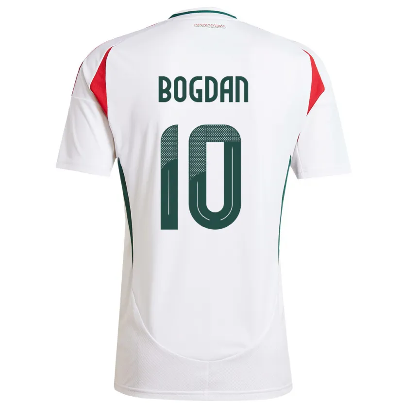 Danxen Homme Maillot Hongrie Hunor Bogdán #10 Blanc Tenues Extérieur 24-26 T-Shirt