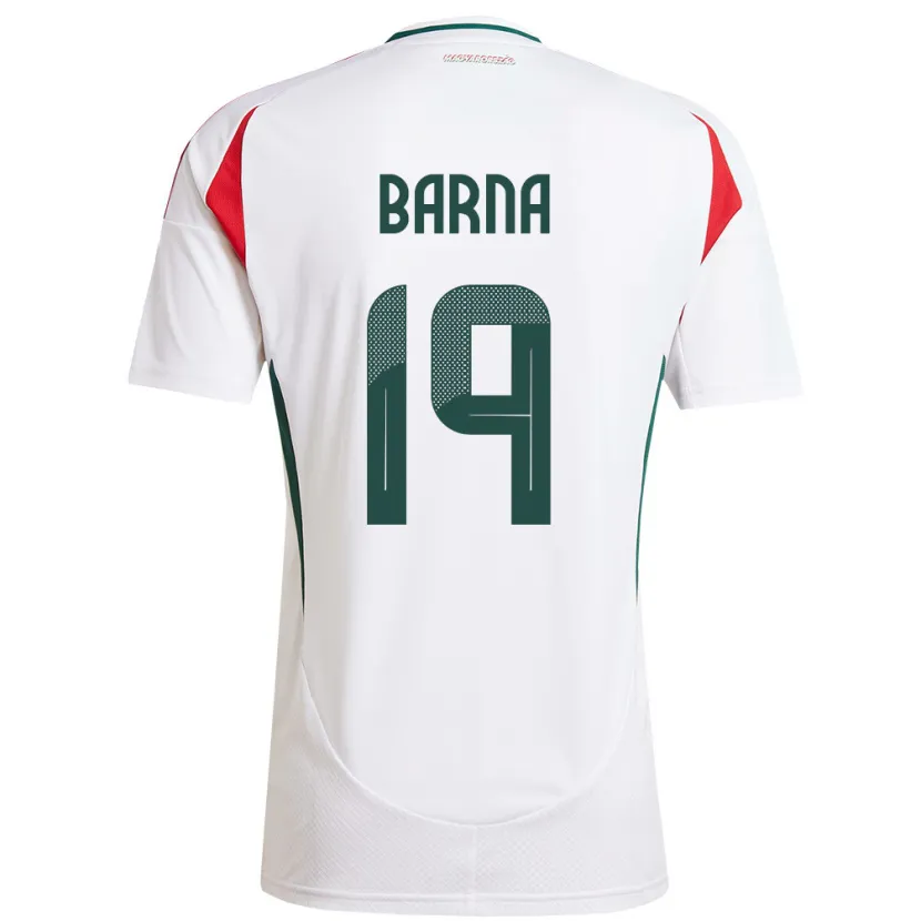 Danxen Homme Maillot Hongrie Daniel Barna #19 Blanc Tenues Extérieur 24-26 T-Shirt
