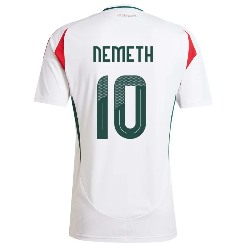 Danxen Homme Maillot Hongrie Hunor Németh #10 Blanc Tenues Extérieur 24-26 T-Shirt