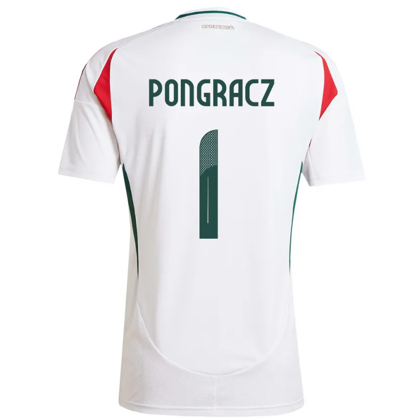 Danxen Homme Maillot Hongrie Agness Pongracz #1 Blanc Tenues Extérieur 24-26 T-Shirt