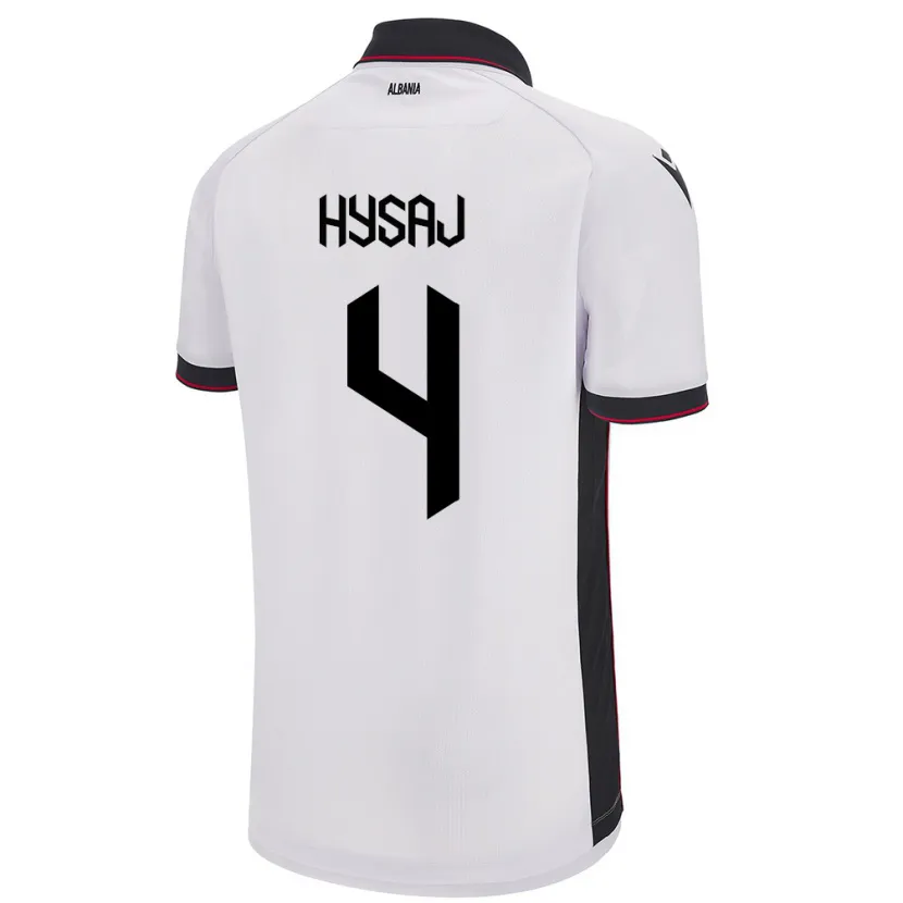 Danxen Homme Maillot Albanie Elseid Hysaj #4 Blanc Tenues Extérieur 24-26 T-Shirt