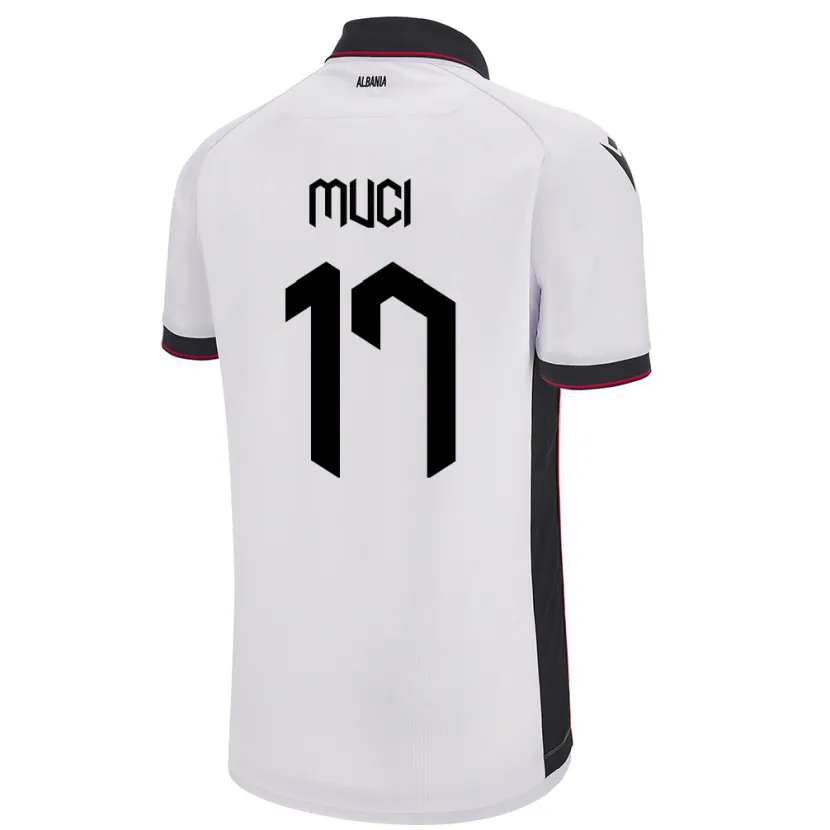 Danxen Homme Maillot Albanie Ernest Muci #17 Blanc Tenues Extérieur 24-26 T-Shirt