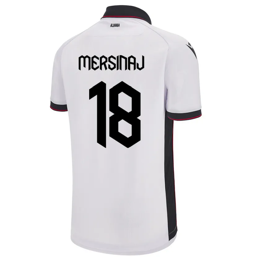 Danxen Homme Maillot Albanie Jon Mersinaj #18 Blanc Tenues Extérieur 24-26 T-Shirt