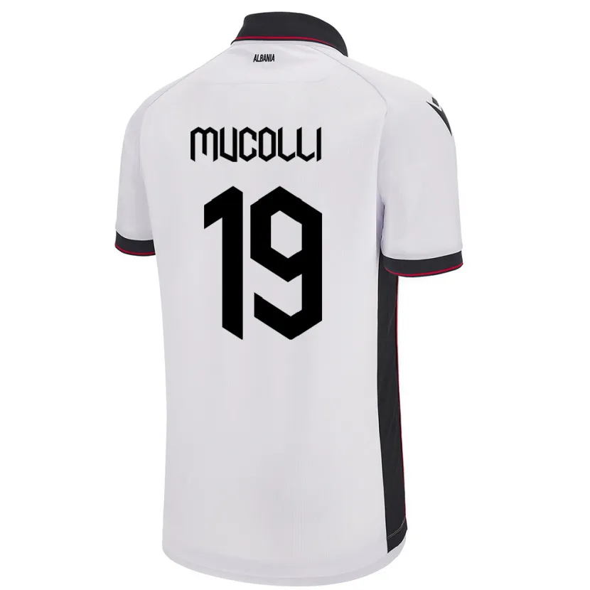 Danxen Homme Maillot Albanie Arbnor Mucolli #19 Blanc Tenues Extérieur 24-26 T-Shirt