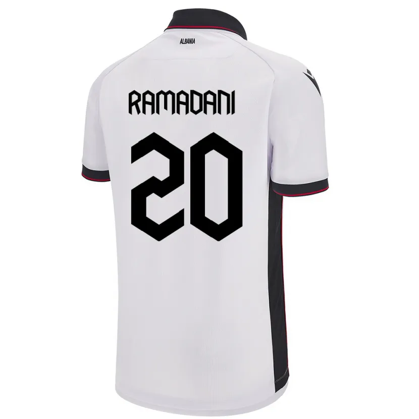 Danxen Homme Maillot Albanie Ylber Ramadani #20 Blanc Tenues Extérieur 24-26 T-Shirt