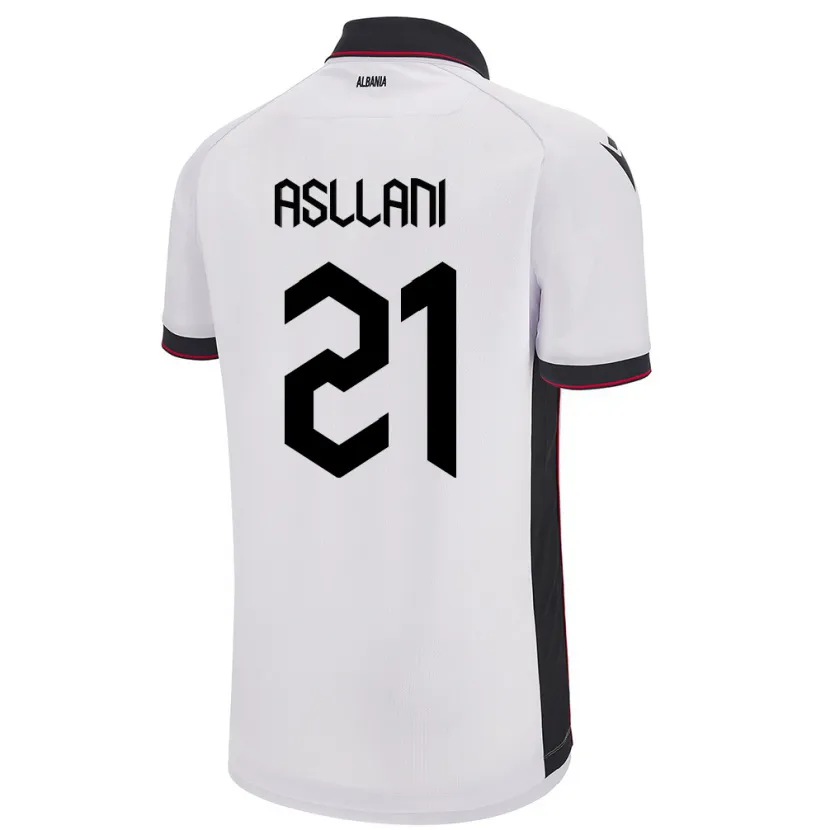 Danxen Homme Maillot Albanie Kristjan Asllani #21 Blanc Tenues Extérieur 24-26 T-Shirt