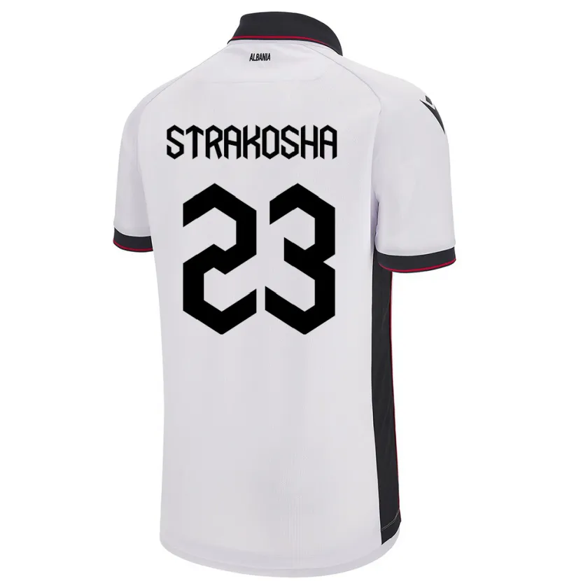 Danxen Homme Maillot Albanie Thomas Strakosha #23 Blanc Tenues Extérieur 24-26 T-Shirt