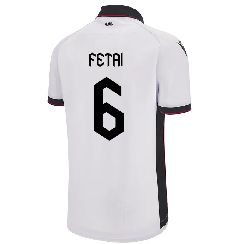 Danxen Homme Maillot Albanie Feta Fetai #6 Blanc Tenues Extérieur 24-26 T-Shirt
