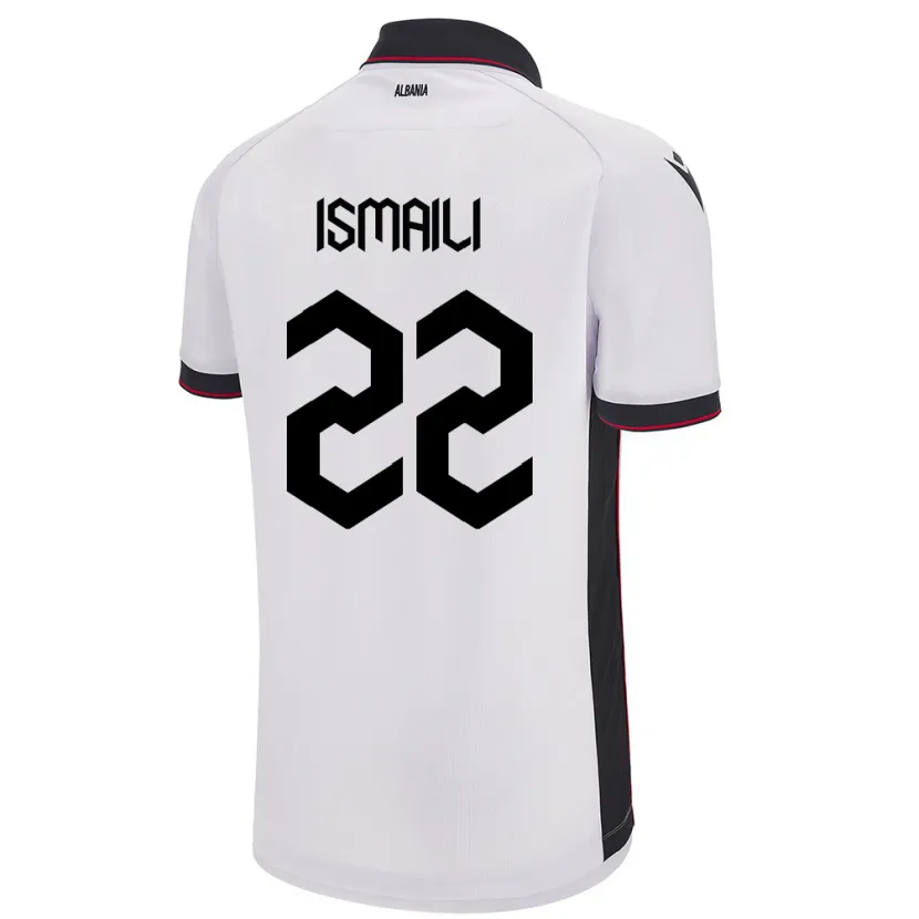 Danxen Homme Maillot Albanie Ysni Ismaili #22 Blanc Tenues Extérieur 24-26 T-Shirt