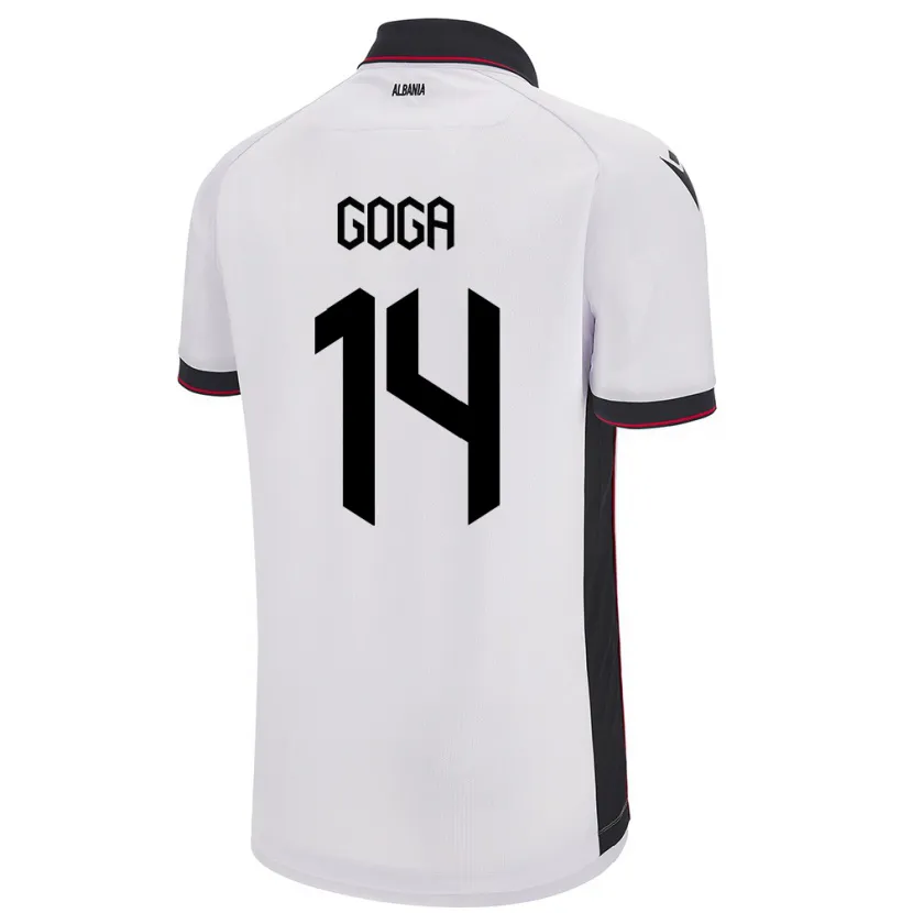 Danxen Homme Maillot Albanie Ergi Goga #14 Blanc Tenues Extérieur 24-26 T-Shirt