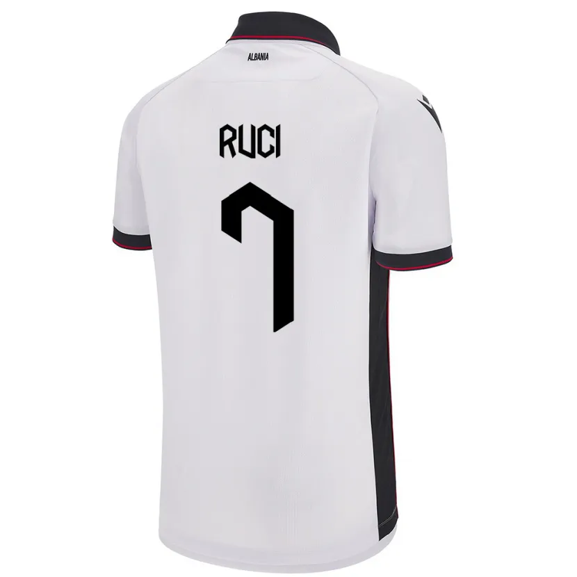 Danxen Homme Maillot Albanie Flamur Ruci #7 Blanc Tenues Extérieur 24-26 T-Shirt