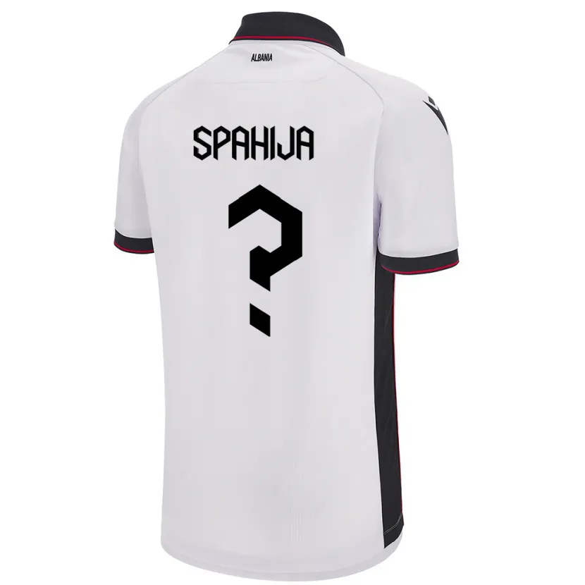 Danxen Homme Maillot Albanie Flori Spahija #0 Blanc Tenues Extérieur 24-26 T-Shirt