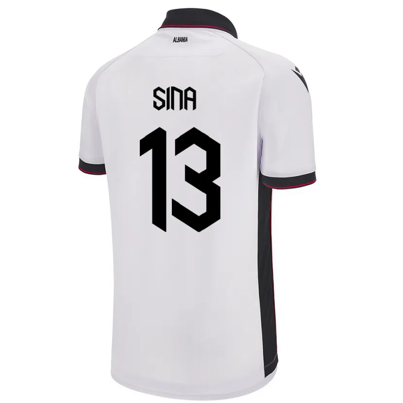 Danxen Homme Maillot Albanie Samuele Sina #13 Blanc Tenues Extérieur 24-26 T-Shirt