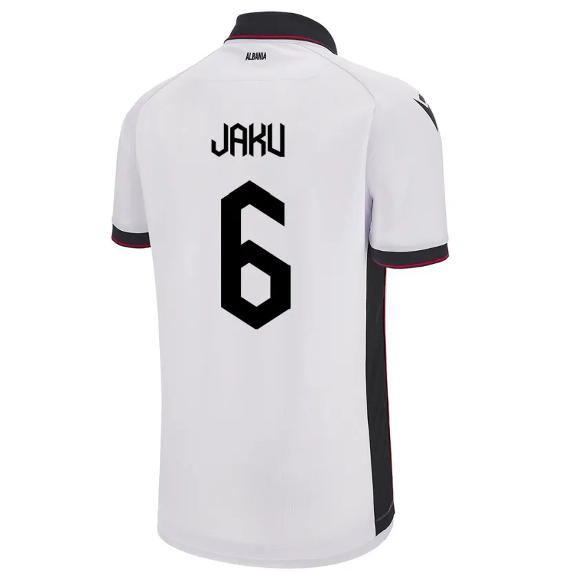 Danxen Homme Maillot Albanie Jordi Jaku #6 Blanc Tenues Extérieur 24-26 T-Shirt