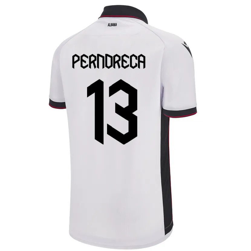 Danxen Homme Maillot Albanie Fabjan Perndreca #13 Blanc Tenues Extérieur 24-26 T-Shirt