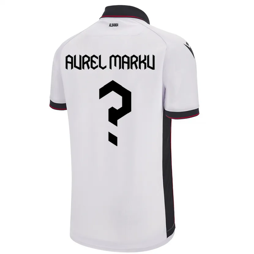 Danxen Homme Maillot Albanie Aurel Marku #0 Blanc Tenues Extérieur 24-26 T-Shirt