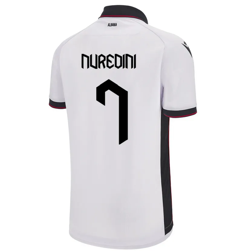 Danxen Homme Maillot Albanie Joi Nuredini #7 Blanc Tenues Extérieur 24-26 T-Shirt