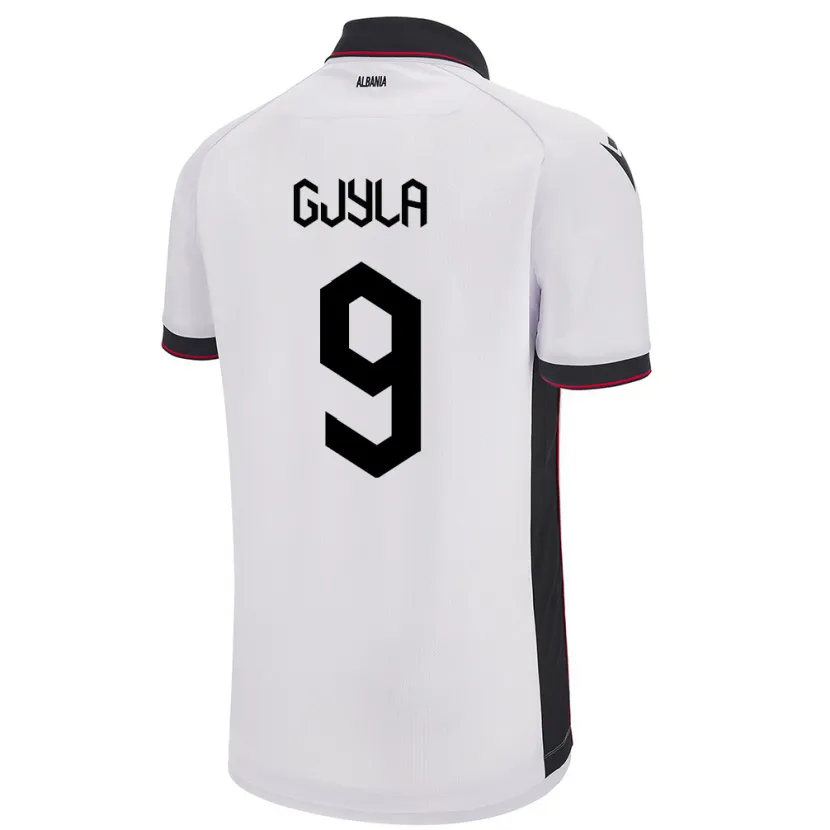 Danxen Homme Maillot Albanie Brayan Gjyla #9 Blanc Tenues Extérieur 24-26 T-Shirt