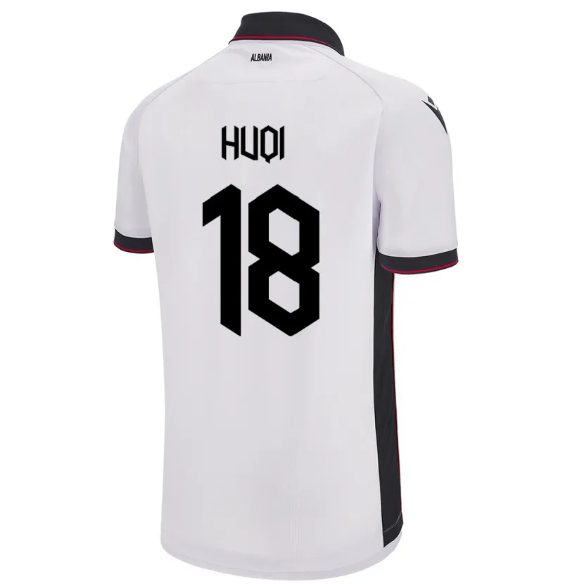 Danxen Homme Maillot Albanie Mattia Huqi #18 Blanc Tenues Extérieur 24-26 T-Shirt