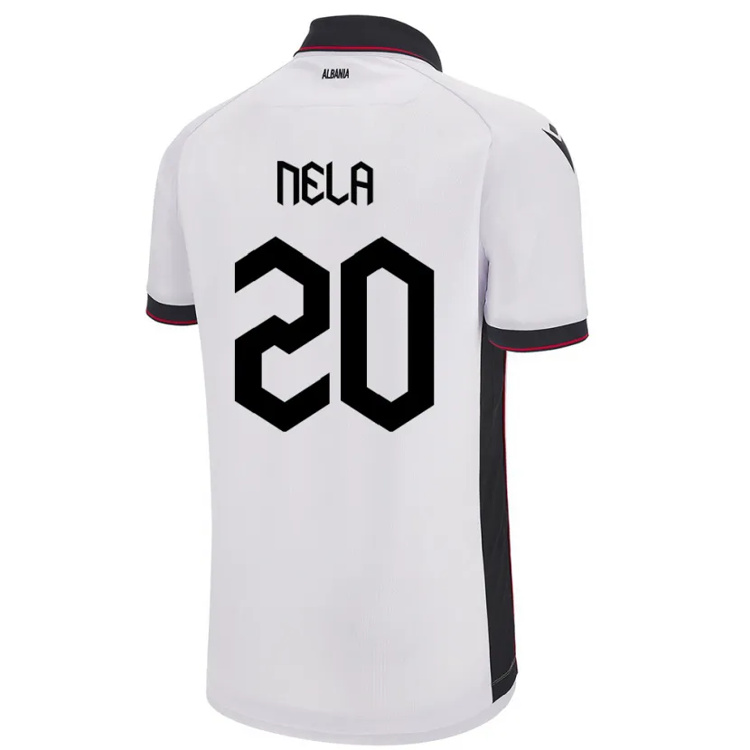 Danxen Homme Maillot Albanie Rinaldo Nela #20 Blanc Tenues Extérieur 24-26 T-Shirt