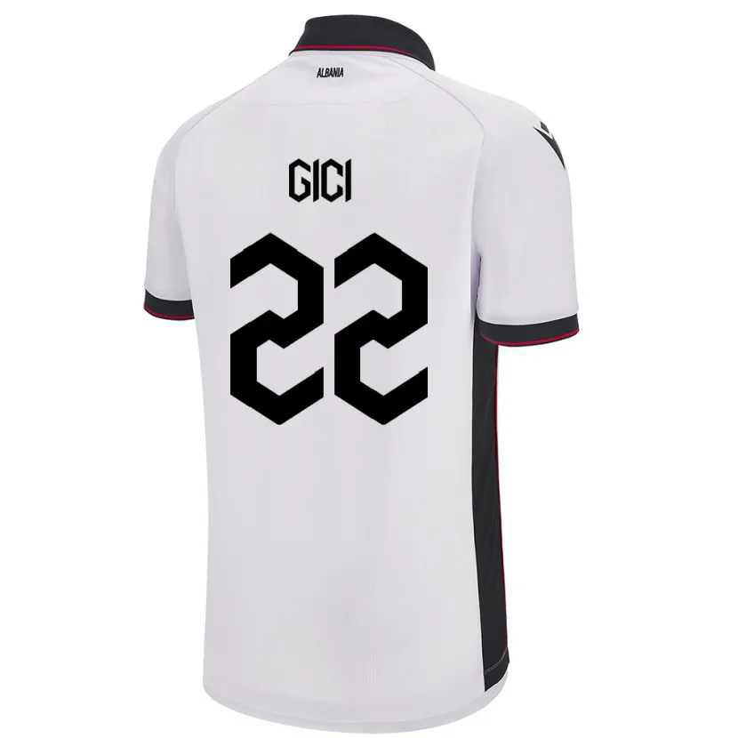 Danxen Homme Maillot Albanie Matias Gici #22 Blanc Tenues Extérieur 24-26 T-Shirt