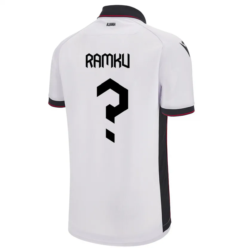 Danxen Homme Maillot Albanie Alex Ramku #0 Blanc Tenues Extérieur 24-26 T-Shirt
