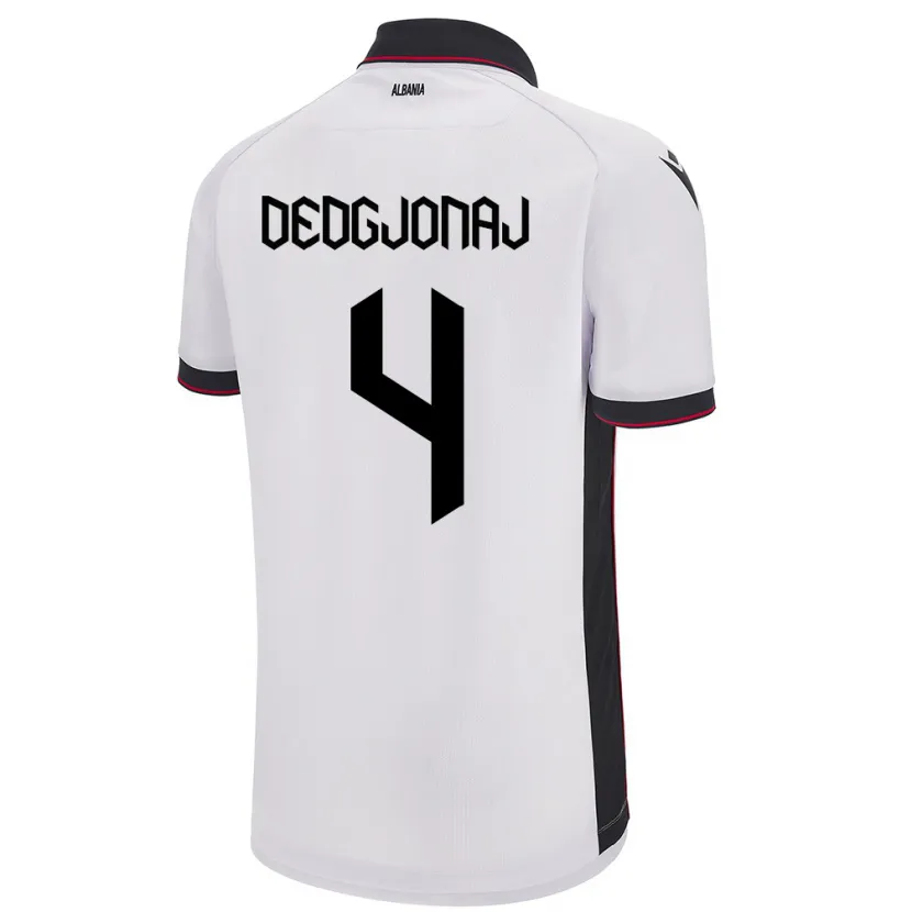 Danxen Homme Maillot Albanie Leonora Dedgjonaj #4 Blanc Tenues Extérieur 24-26 T-Shirt