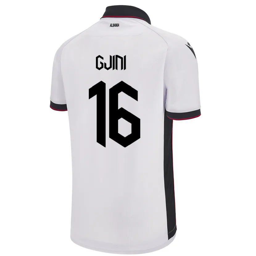 Danxen Homme Maillot Albanie Luçije Gjini #16 Blanc Tenues Extérieur 24-26 T-Shirt