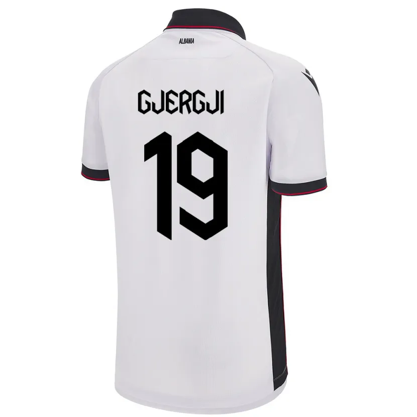 Danxen Homme Maillot Albanie Matilda Gjergji #19 Blanc Tenues Extérieur 24-26 T-Shirt