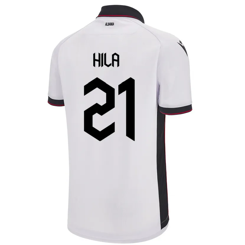 Danxen Homme Maillot Albanie Alma Hila #21 Blanc Tenues Extérieur 24-26 T-Shirt