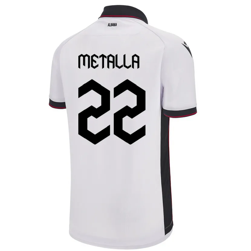 Danxen Homme Maillot Albanie Mikaela Metalla #22 Blanc Tenues Extérieur 24-26 T-Shirt
