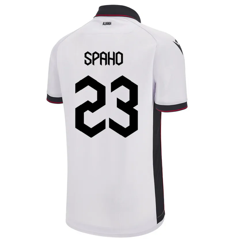 Danxen Homme Maillot Albanie Klesjana Spaho #23 Blanc Tenues Extérieur 24-26 T-Shirt