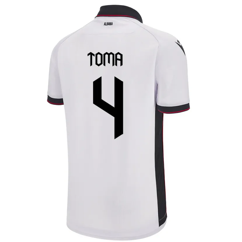 Danxen Homme Maillot Albanie Stella Toma #4 Blanc Tenues Extérieur 24-26 T-Shirt
