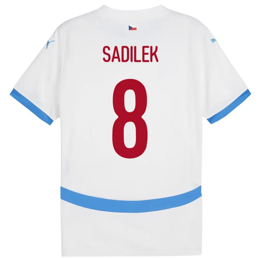 Danxen Homme Maillot Tchéquie Michal Sadílek #8 Blanc Tenues Extérieur 24-26 T-Shirt