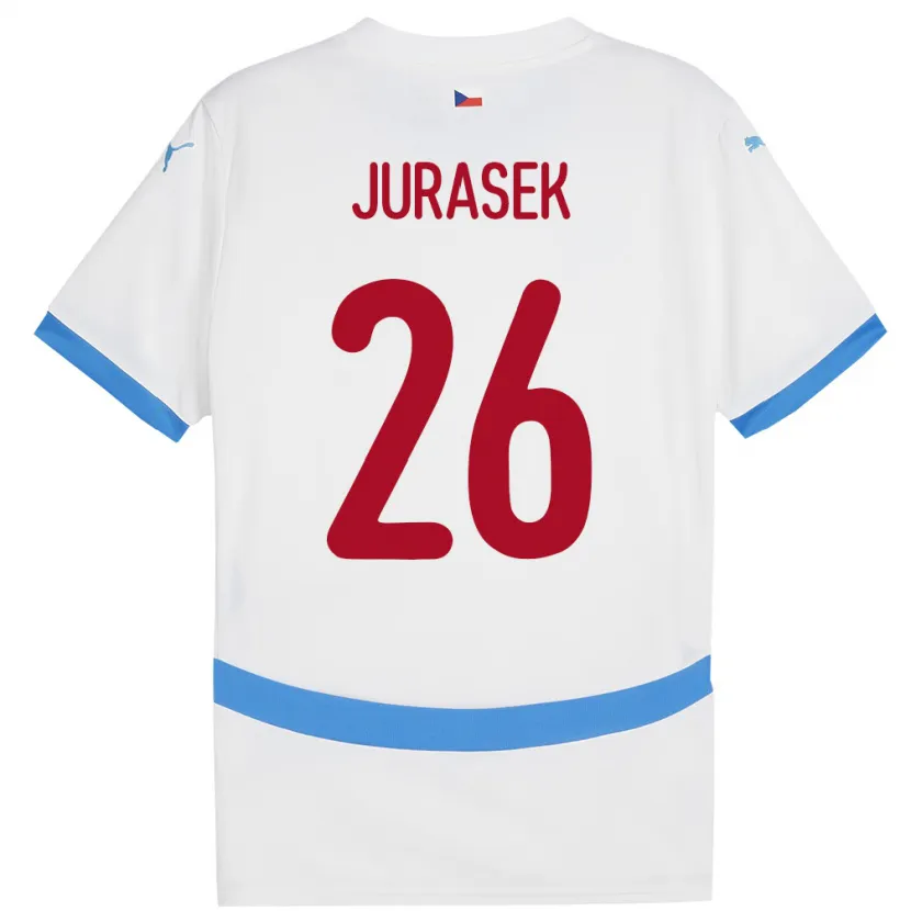 Danxen Homme Maillot Tchéquie Matej Jurasek #26 Blanc Tenues Extérieur 24-26 T-Shirt
