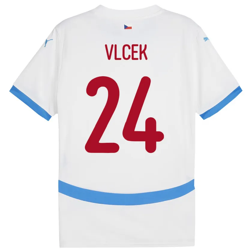 Danxen Homme Maillot Tchéquie Tomas Vlcek #24 Blanc Tenues Extérieur 24-26 T-Shirt